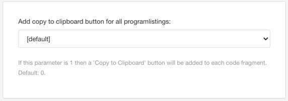 Layout setting - add copy to clipboard button for all programlistings.