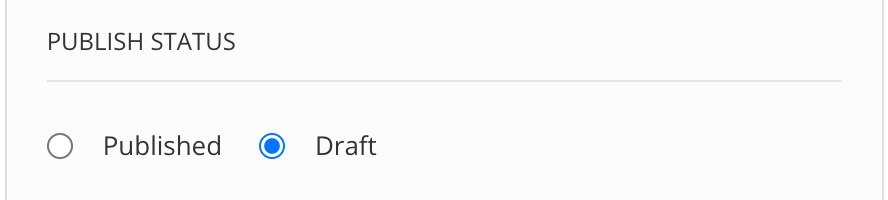 Paligo Salesforce integration. The Publish Status section has a Published radio button and a Draft radio button.