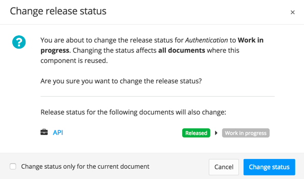 Released → Work in progress (changing the topic status)